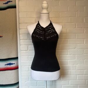 Free People One Crochet & Cotton Halter Top Women’s Size Large NWOT Boho